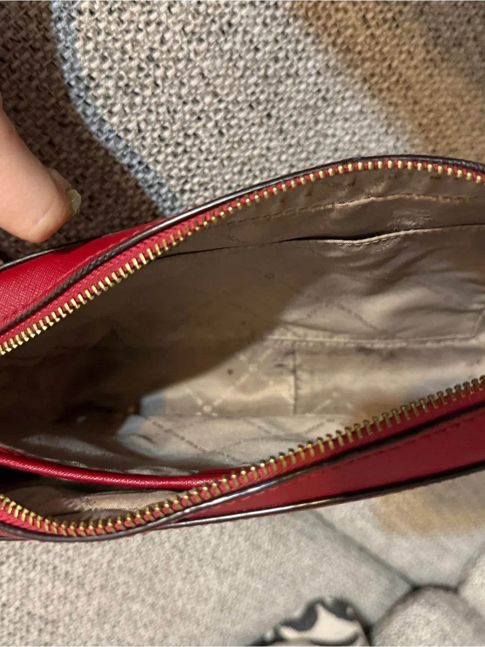 Michael Kors Red Leather Crossbody with Gold Hardware